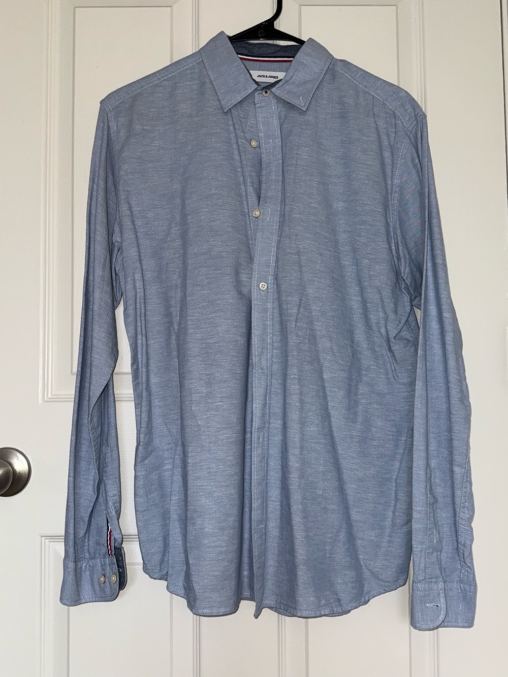 Jack & Jones Heathered Sky Blue Button-Front Dress Shirt